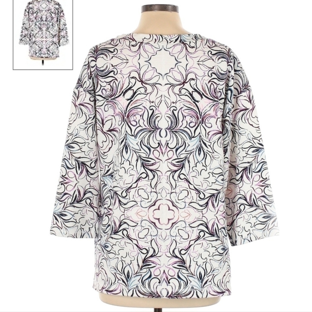 T By Talbots White Multicolored Abstract All-Over… - image 2